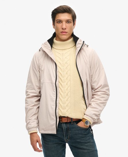 Superdry Herren SD Windbreaker Jacke mit Kapuze Beige - Größe: M von Superdry