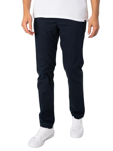 Superdry Herren Schmal zulaufende Stretch-Chinos Finster Marineblau 31/32 von Superdry