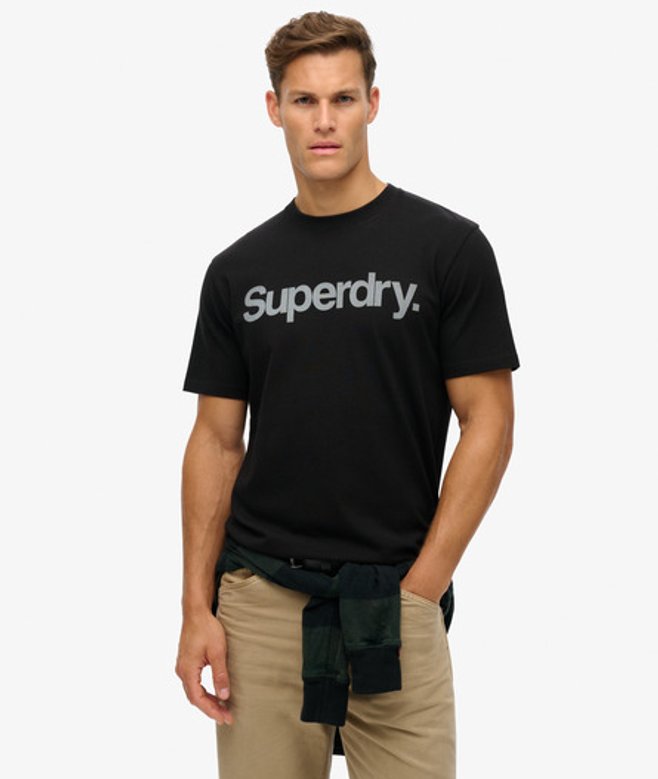 Superdry Herren Schwarz Locker Geschnittenes Core City T-Shirt Mit Logo Bedruckt, Größe: XL von Superdry