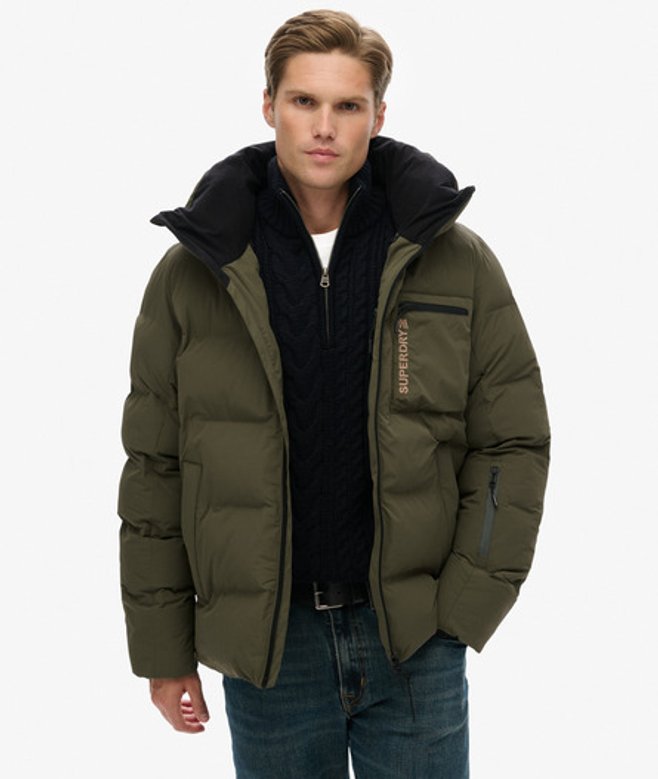 Superdry Herren Ski Sports Gepolsterte Jacke Khaki - Größe: S von Superdry