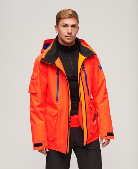 Superdry Herren Orange Sport Ski Ultimate Rescue Jacke mit Logo-Druck, Größe: L von Superdry