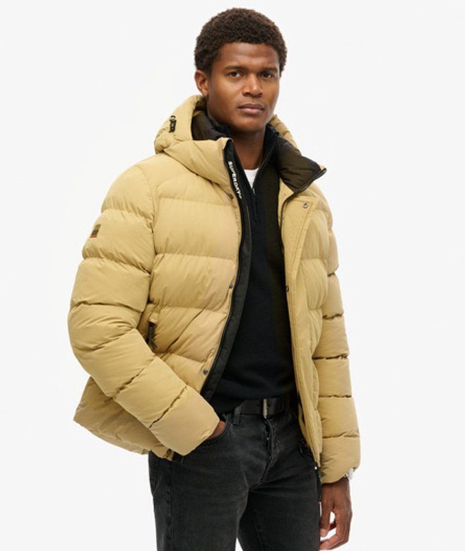 Superdry Herren Sport-steppjacke aus Mikrofaser mit Kapuze Gelb - Größe: L von Superdry