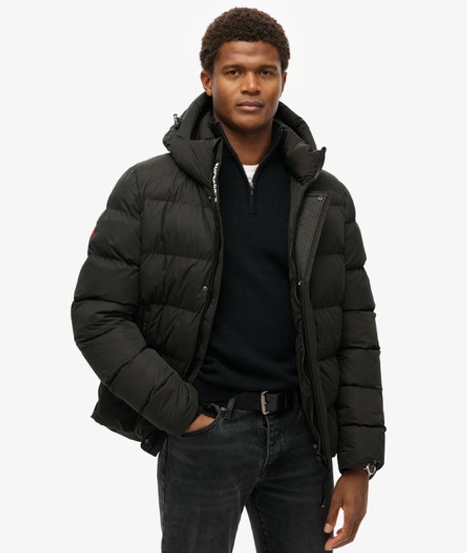 Superdry Herren Sport-steppjacke aus Mikrofaser mit Kapuze Schwarz - Größe: Xxl von Superdry