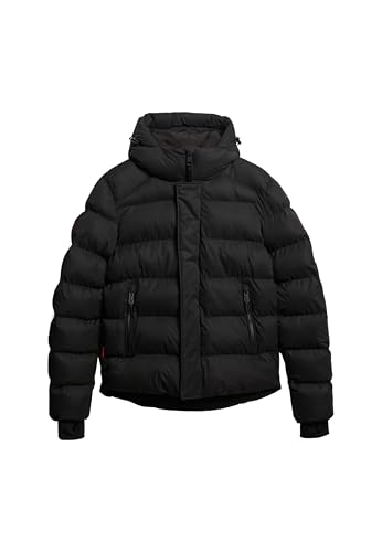 Superdry Herren Sport-Steppjacke aus Mikrofaser mit Kapuze Schwarz XXXL von Superdry