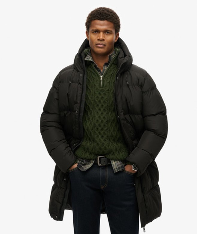 Superdry Herren Schwarz Steppmantel, Größe: M - Größe: M von Superdry