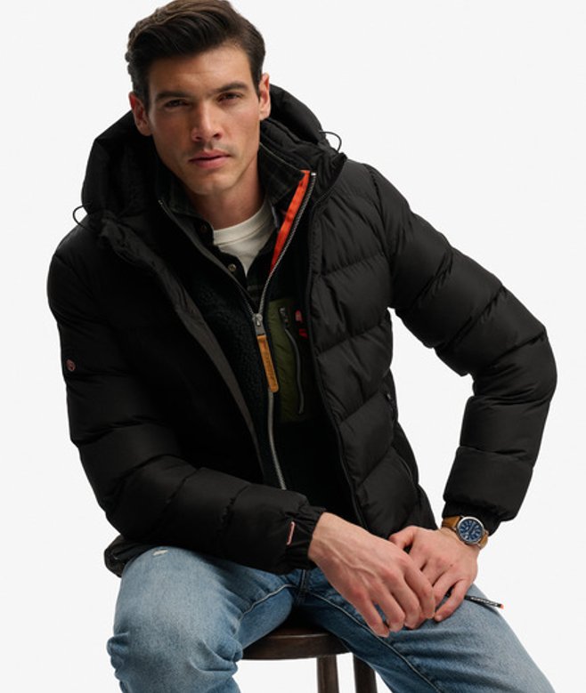 Superdry Herren Kapuzen-sportpufferjacke Schwarz - Größe: Xxl von Superdry