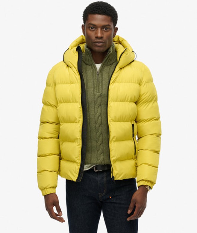 Superdry Herren Sports Steppjacke mit Kapuze Yellow - Größe: M von Superdry