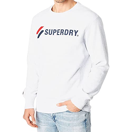 Superdry Herren Sportstyle Sweatshirt mit Applikation Weiß Meliert XL von Superdry