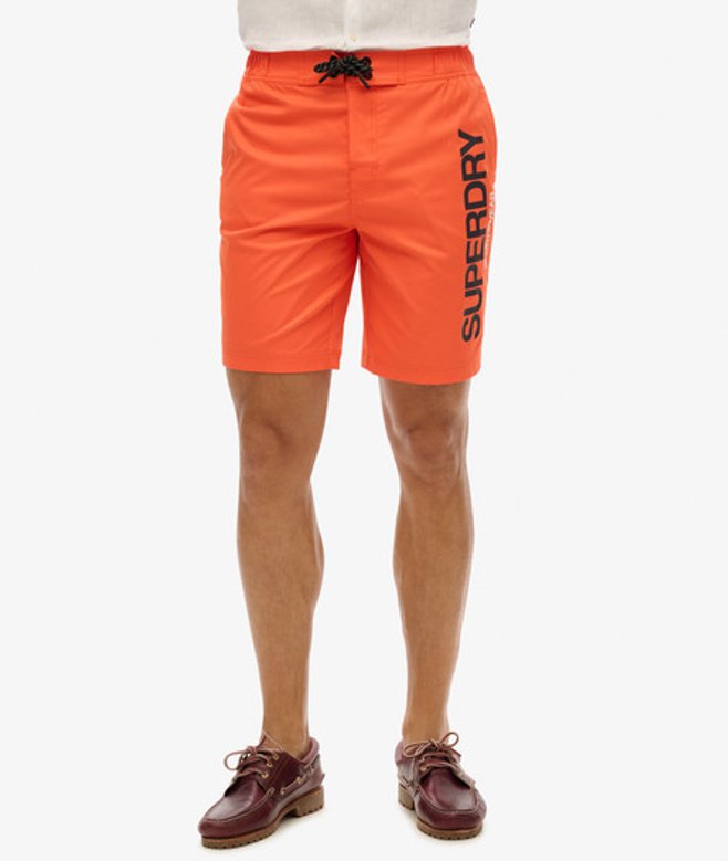 Superdry Herren Sportswear Boardshorts aus Recyceltem Material Orange - Größe: XL von Superdry