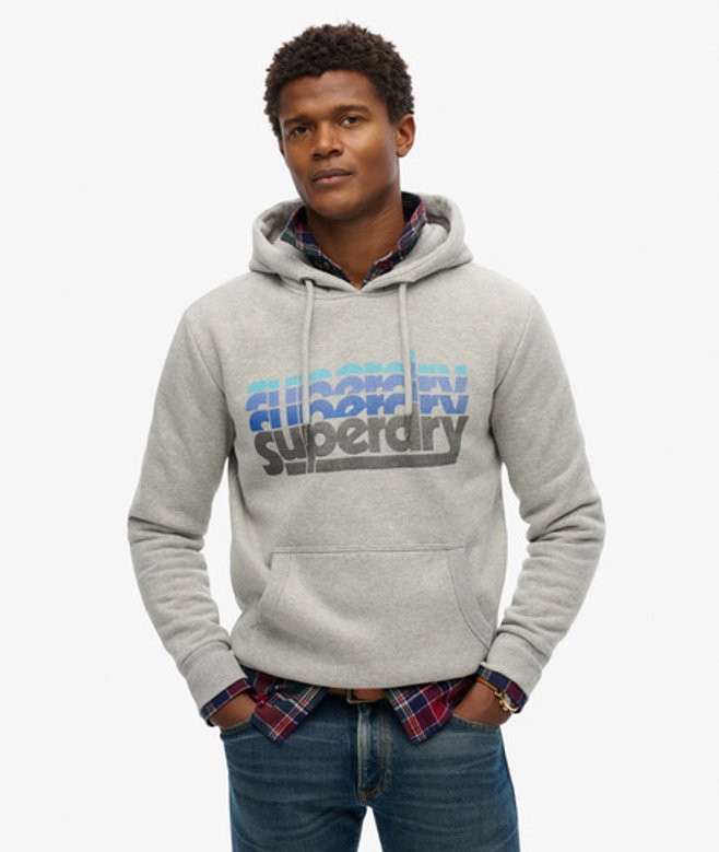 Superdry Herren Stacked Hoodie Grau - Größe: M von Superdry