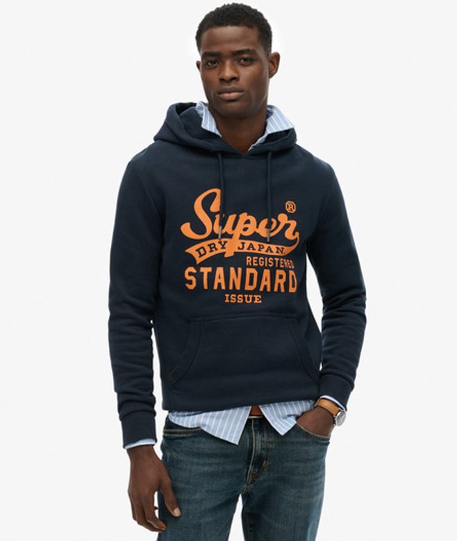Superdry Herren Standard Hoodie mit Schriftzug Navy - Größe: XL von Superdry