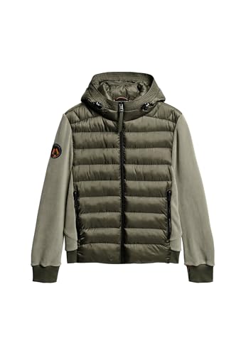 Superdry Herren Storm Fleece-Bomberjacke mit Kapuze Blassolivgrün M von Superdry