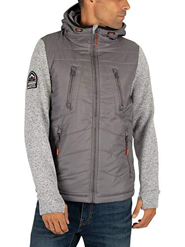 Superdry Herren Storm HYBRID Ziphood Kapuzenpullover, Grau (Silver Heather Marl UDD), Small von Superdry