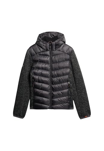 Superdry Herren Storm Hybrid-Strickjacke mit Kapuze Dunkel Anthrazit Meliert L von Superdry
