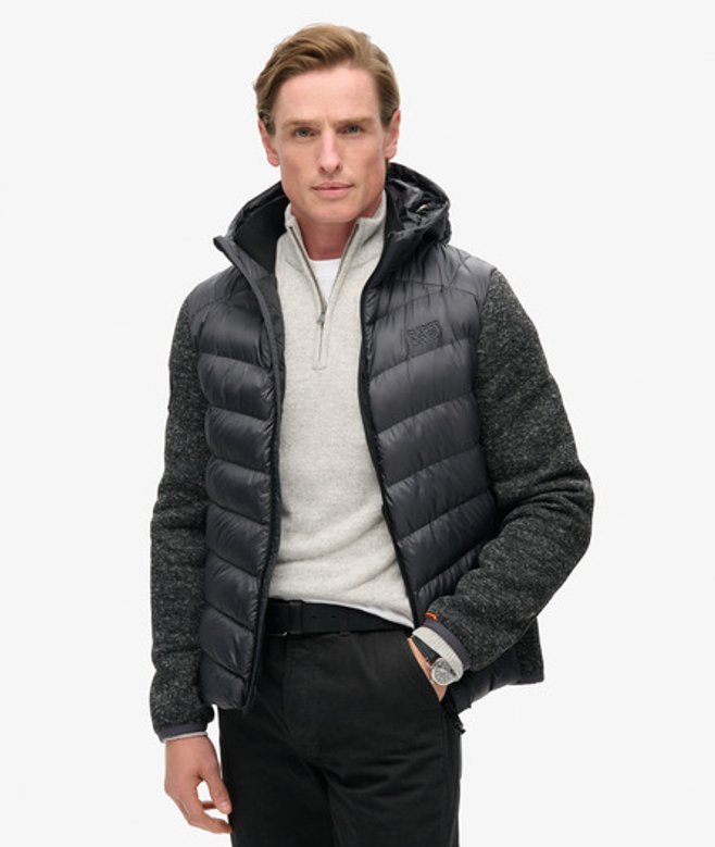 Superdry Herren Storm Hybrid-strickjacke mit Kapuze Dunkelgrau - Größe: L von Superdry