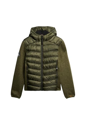 Superdry Herren Storm Hybrid-Strickjacke mit Kapuze Kakigrün Meliert L von Superdry