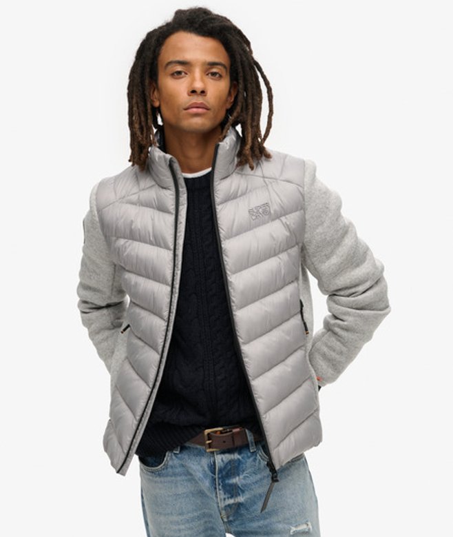 Superdry Herren Storm Wattierte Strick-hybridjacke Grau - Größe: M von Superdry