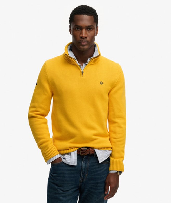Superdry Herren Baumwoll-strickpullover mit Reißverschluss Yellow - Größe: M von Superdry