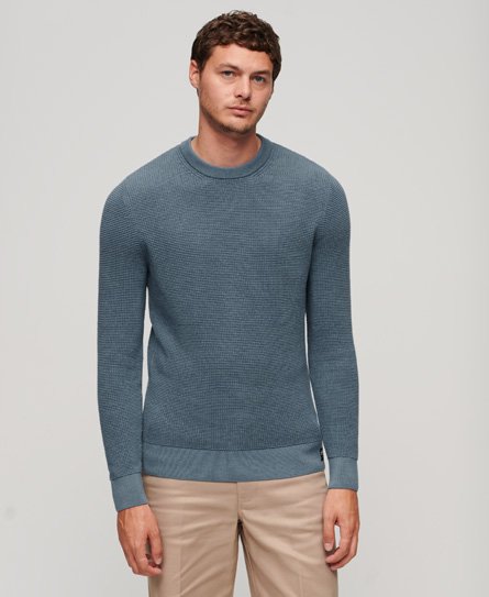 Superdry Men's Strukturierter Strickpullover mit Rundhalsausschnitt Blau - Größe: Xxl von Superdry