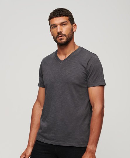 Superdry Men's Strukturiertes T-Shirt mit V-Ausschnitt Dunkelgrau - Größe: S von Superdry