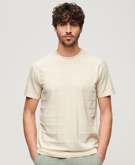 Superdry Herren Strukturiertes Vintage T-Shirt aus Bio-Baumwolle Beige - Größe: L von Superdry