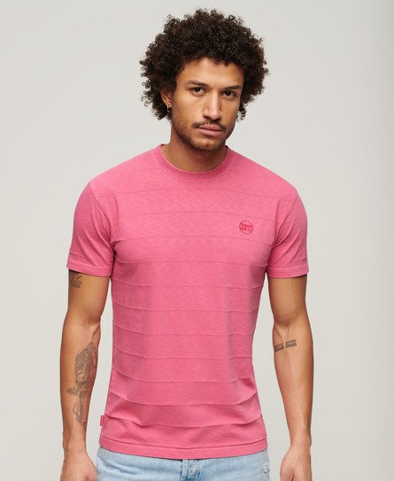 Superdry Herren Strukturiertes Vintage T-Shirt aus Bio-Baumwolle Pink - Größe: L von Superdry