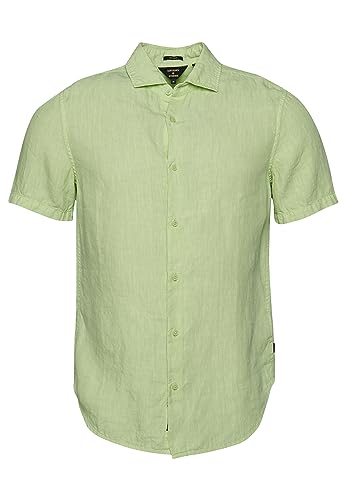 Superdry Herren Studios Casual Linen S/S Shirt Kapuzenpullover, Opline Green, Large von Superdry