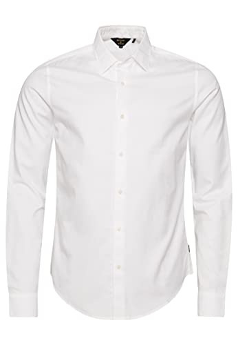 Superdry Herren Studios Cotton Twill Shirt Kapuzenpullover, Optic, XL von Superdry