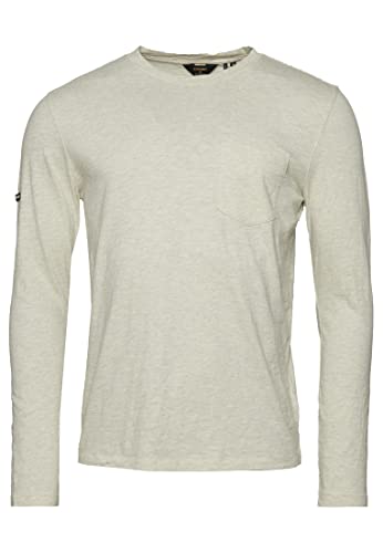 Superdry Herren Studios L/S Top Hemd, Desert Bone Off White Marl, L von Superdry