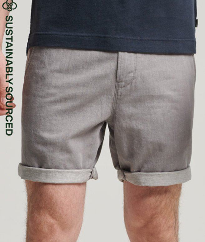 Superdry Herren Studios Shorts aus Leinen mit Umschlag Dunkelgrau - Größe: 30 von Superdry