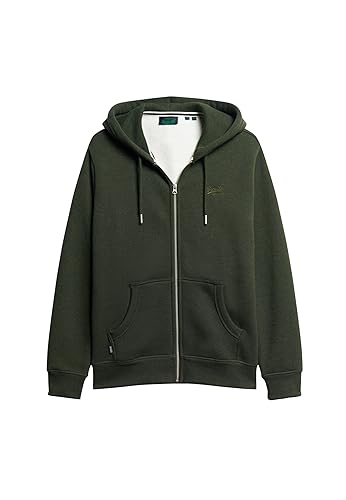 Superdry Herren Sudadera Con CREMALLERA Kapuzenpullover, Dark Olive Marl, von Superdry