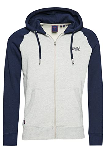 Superdry Herren Sudadera Con cremallera Kapuzenpullover, Athletic Grey Marl/Rich Navy Marl, XL von Superdry