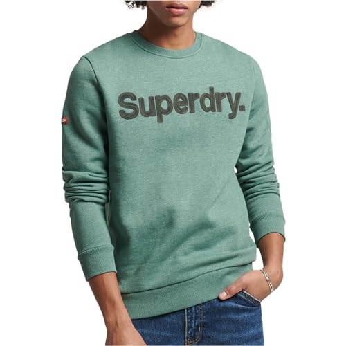 Superdry Herren Klassisches Core Logo Sweatshirt mit Rundhalsausschnitt Portland Grün Gesprenkelt L von Superdry