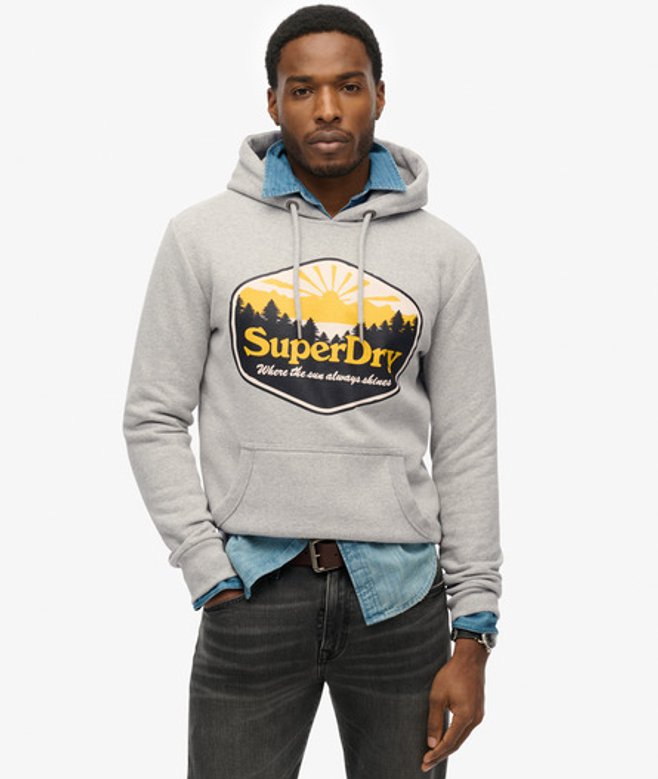 Superdry Men's Sun Tab Hoodie Grau - Größe: M von Superdry