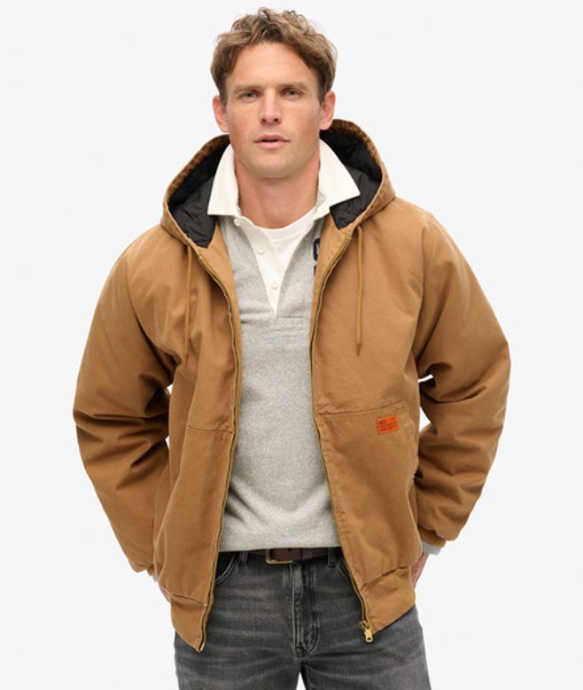 Superdry Herren Surplus Bomberjacke mit Kapuze Braun - Größe: L von Superdry