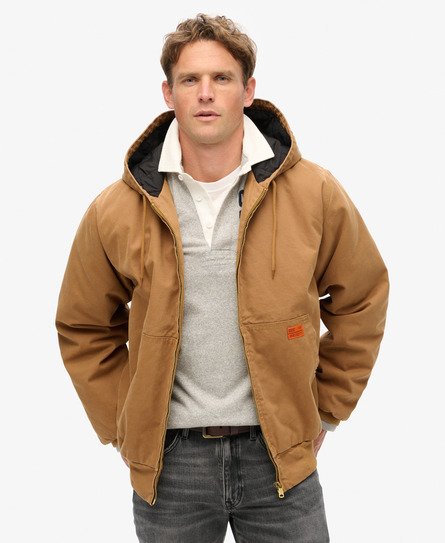 Superdry Men's Surplus Bomberjacke mit Kapuze Braun - Größe: S von Superdry