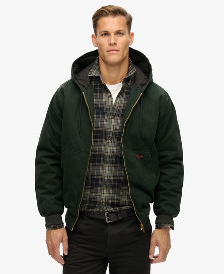 Superdry Men's Surplus Bomberjacke mit Kapuze Grün - Größe: L von Superdry