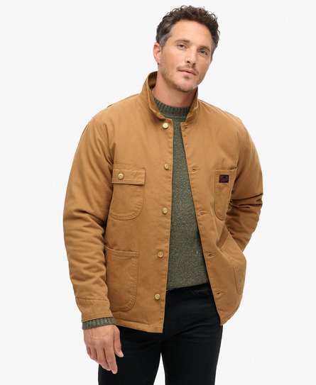 Superdry Herren Surplus Chore Jacke mit Vier Taschen Braun - Größe: L von Superdry