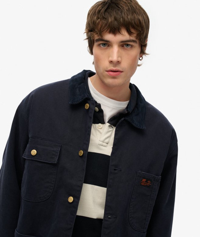 Superdry Herren Surplus Chore Jacke mit Vier Taschen Marineblau - Größe: Xxl Superdry Herren Surplus Chore Jacke mit Vier Taschen Marineblau - Größe: Xxl von Superdry
