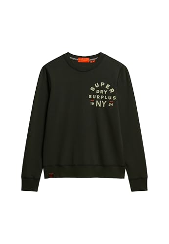 Superdry Herren Surplus Sweatshirt mit Rundhalsausschnitt und Grafik Verwaschenes Schwarz XL von Superdry