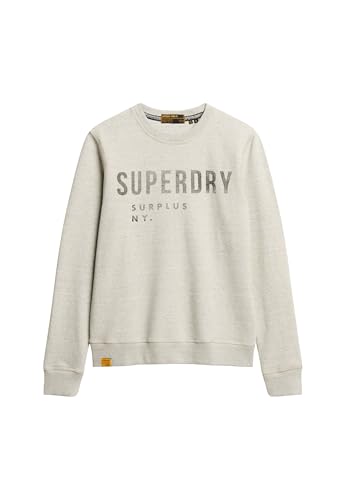 Superdry Herren Surplus Sweatshirt mit Rundhalsausschnitt und Grafik Verwaschenes Surplus Grau Feeder M von Superdry