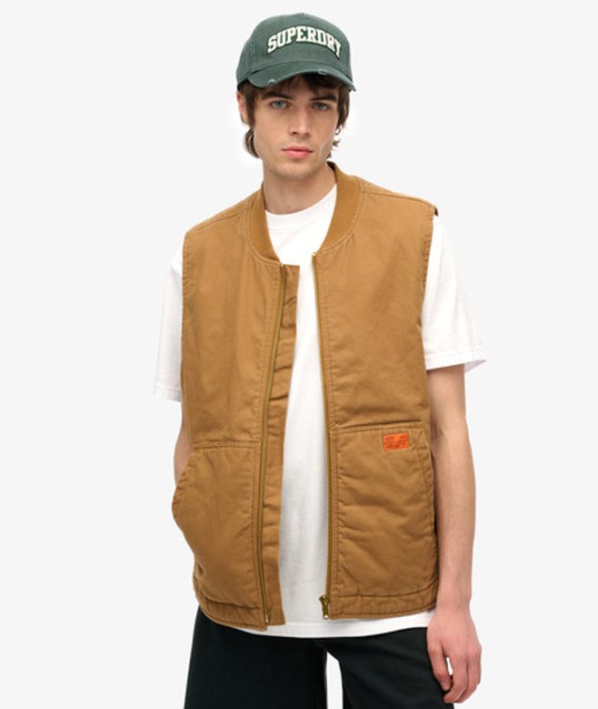 Superdry Herren Surplus Workwear Weste Brown - Größe: M von Superdry