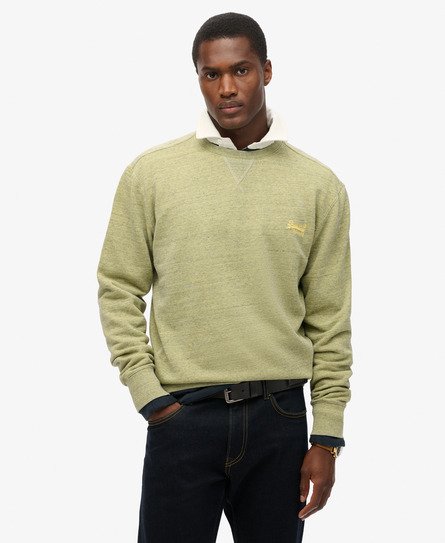 Superdry Herren Sweatshirt mit Rundhalsausschnitt und Melierter Überfärbung Gelb - Größe: M von Superdry