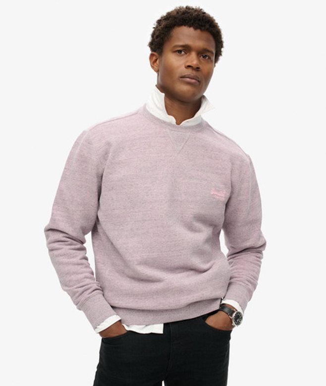Superdry Herren Sweatshirt mit Rundhalsausschnitt und Melierter Überfärbung Pink - Größe: L von Superdry