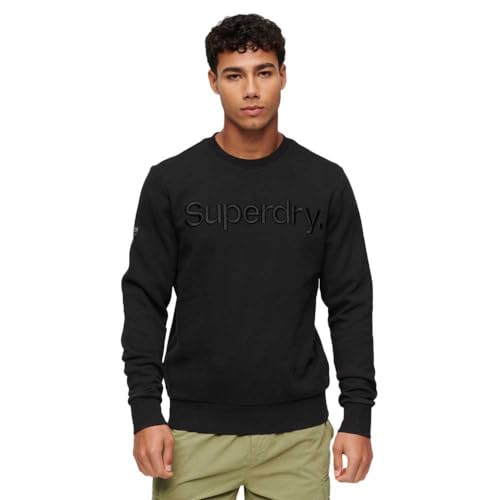 Superdry Herren Tonal Embroidered Logo Crew Sweatshirt, Schwarz, Large von Superdry