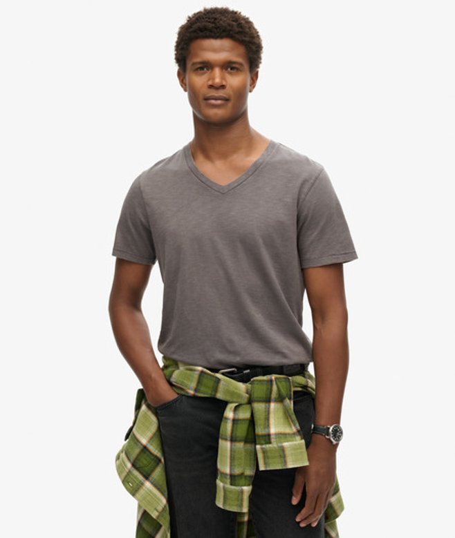 Superdry Herren T-shirt aus Flammgarn mit V-ausschnitt Dunkelgrau - Größe: Xxl von Superdry