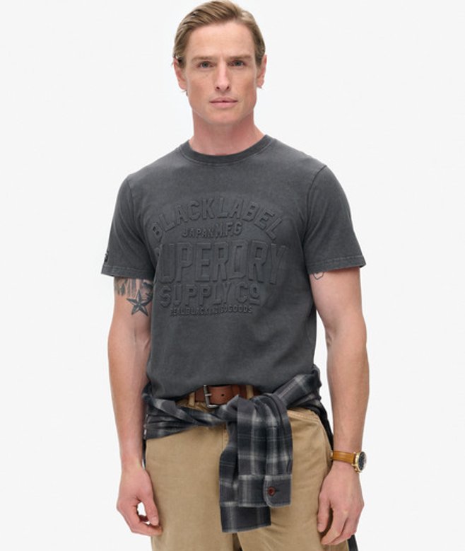 Superdry Herren T-shirt mit Geprägter Logo-grafik Schwarz - Größe: L von Superdry