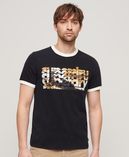 Superdry Herren T-Shirt mit Logo und Fotoprint Schwarz - Größe: XL von Superdry