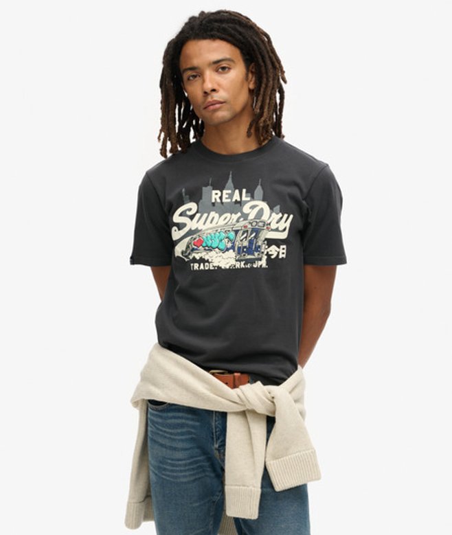 Superdry Herren T-shirt mit New York-grafik Schwarz - Größe: M von Superdry