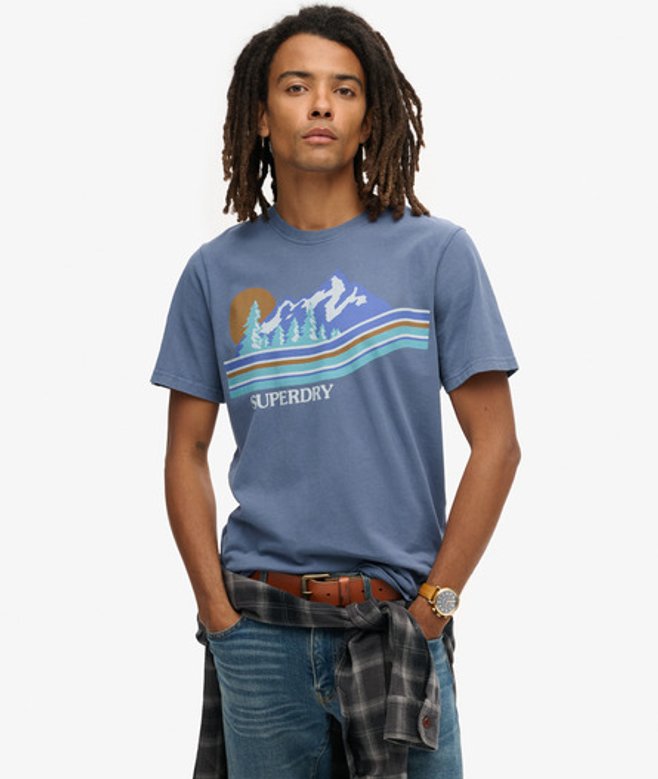 Superdry Herren T-shirt mit Outdoor-grafik und Streifen Blau - Größe: Xxl von Superdry